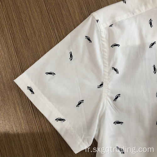 Chemise à manches courtes 100% coton à la mode masculine